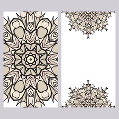 Flyer pages Ornament Illustration Concept with Mandala. Vintage Art Indian, Magazine. Vector Decorative Layout Design