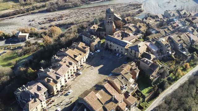 Ainsa. Village of Huesca. Aragon ,Spain. 4k Drone Video
