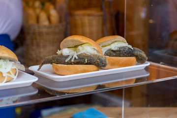 Tasty and healthy sandvich sold at take away stand.