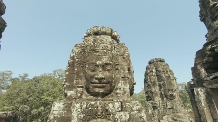 Bayon Temple, erected in séc. XII at Angkor Thom, the last capital city of the Khmer empire, UNESCO heritage site, Angkor Historical Park. Siem Reap, Cambodia.