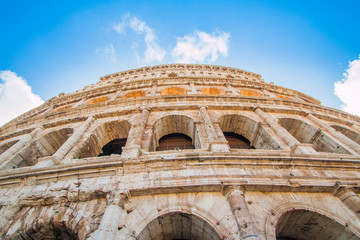 Italy, Rome, exterior of the Flavian Amphitheatre Colosseum