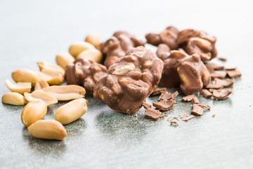 Peanuts covered chocolate.
