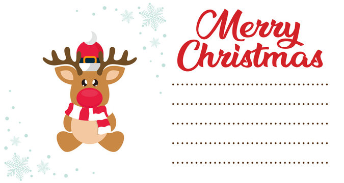 cartoon christmas deer sitting on the christmas letter to santa
