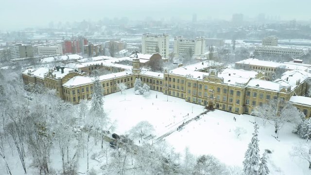 Aerial footage orbiting Igor Sikorsky Kyiv Polytechnic Institute
