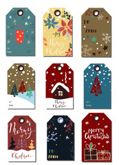 Fototapeta premium Christmas tags cute collection