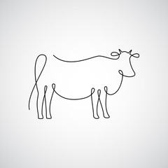 One line cow design silhouette