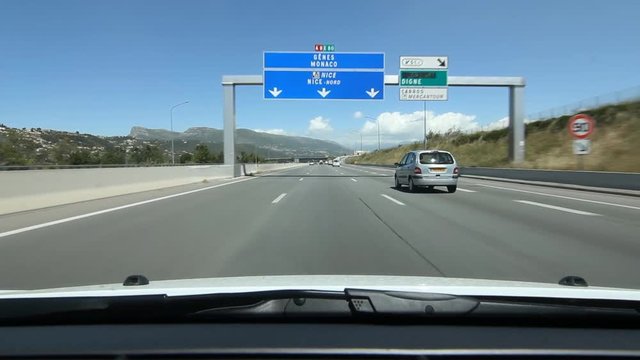 NICE, FRANCE on MAY 14th: Highway in Nice, France on May 14th, 2015. The A8 autoroute, also known as La Proven�ale, is a 224-kilometer (139 mi) long highway in France 
