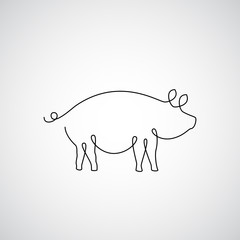 One line pig design silhouette
