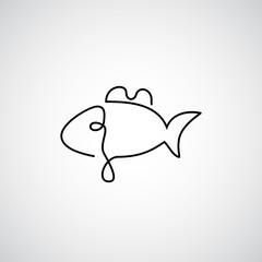 One line fish design silhouette