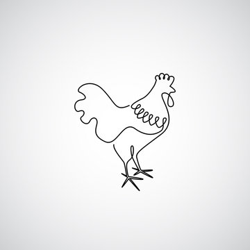 One line rooster cock design silhouette
