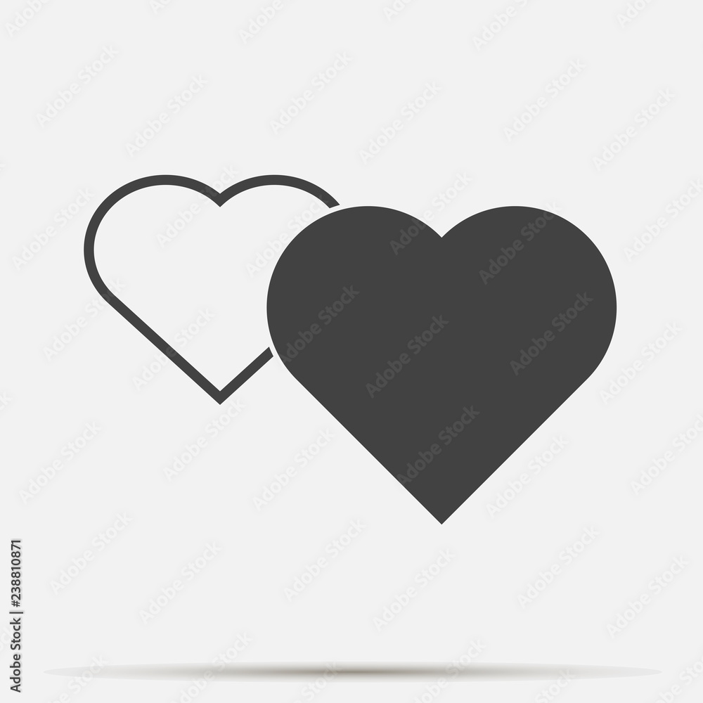 Poster vector icon red heart set on gray background. layers grouped for easy editing illustration. for your