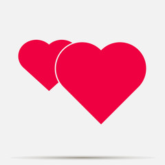 Vector icon red  heart set on gray background.  Layers grouped for easy editing illustration. For your design.