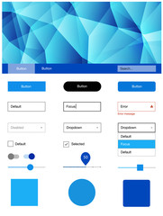Light BLUE vector wireframe kit with crystals.