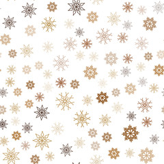 Dark Yellow vector seamless pattern with christmas snowflakes.