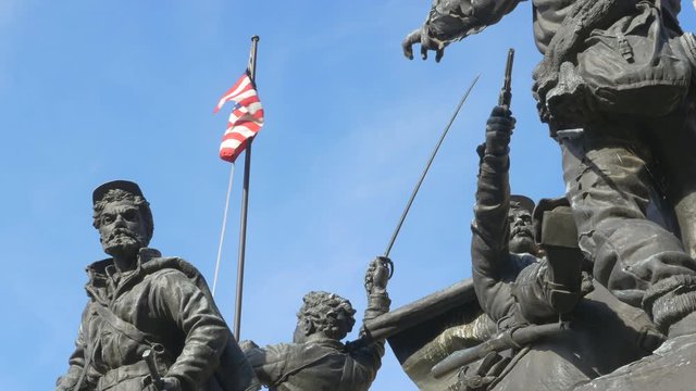 Soldiers and Sailors Civil war monument in Cleveland, Ohio. The Advance Guard. The memorial was built in memory of the Union soldiers and sailors of Cuyahoga County, Ohio, USA. 