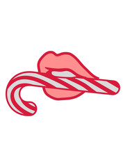 sexy mund frau weiblich girl mädchen zuckerstange lecker süßigkeit zucker süß hunger naschen essen weihnachten winter geschenk kinder clipart logo design streifen linien