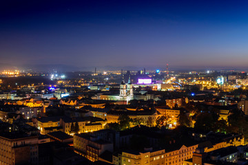 Fototapeta na wymiar Panorama of Olomouc at night. Olomouc, Olomouc Region, Czech Republic.