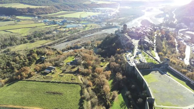 Ainsa. Village of Huesca. Aragon ,Spain. 4k Drone Video