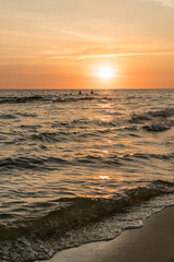 Kids are playing at sunset in Phu Quoc in Vietnam