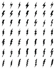 Black thunder and bolt icons on a white background