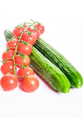 fresh cucumbers and tomatoes