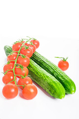 fresh cucumbers and tomatoes