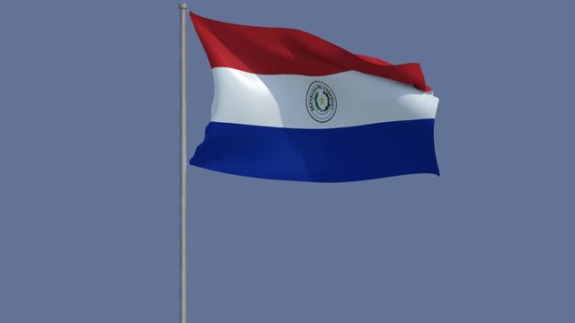 Flag of Paraguay waving in the wind. Loopable and with alpha channel embedded.