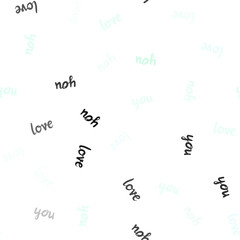 Light BLUE vector seamless texture with words LOVE YOU.