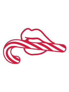 mund sexy frau weiblich girl m&auml;dchen zuckerstange lecker s&uuml;&szlig;igkeit zucker s&uuml;&szlig; hunger naschen essen weihnachten winter geschenk kinder clipart logo design streifen linien