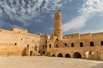 Courtyard of a fortress. Ribat in Monastir, Tunisia