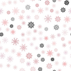 Light Red vector seamless layout with bright snowflakes.