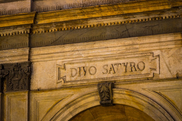 Elements of architecture of the Catholic Santa Maria Presso San Satiro in Milan. Italy. 
