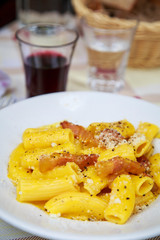 Rigatoni alla carbonara in Rome