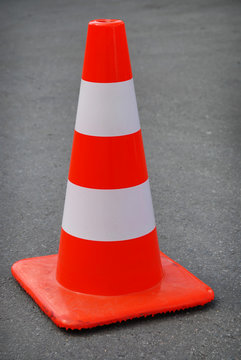 One traffic cone on the road