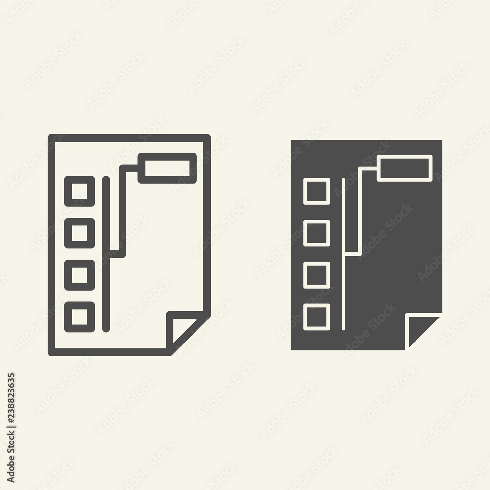 Poster document with graph line and glyph icon. paper with chart vector illustration isolated on white. pla
