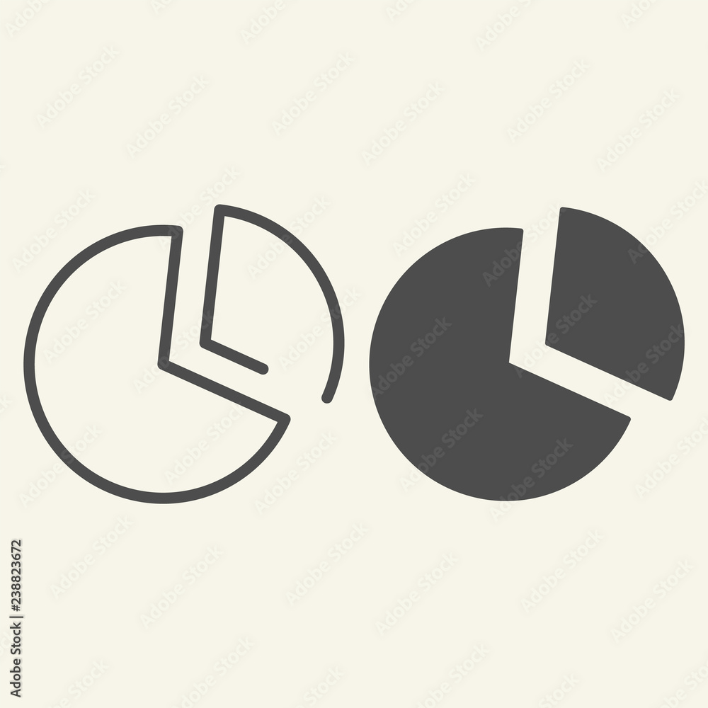Poster pie chart line and glyph icon. statistics vector illustration isolated on white. pyramid outline sty