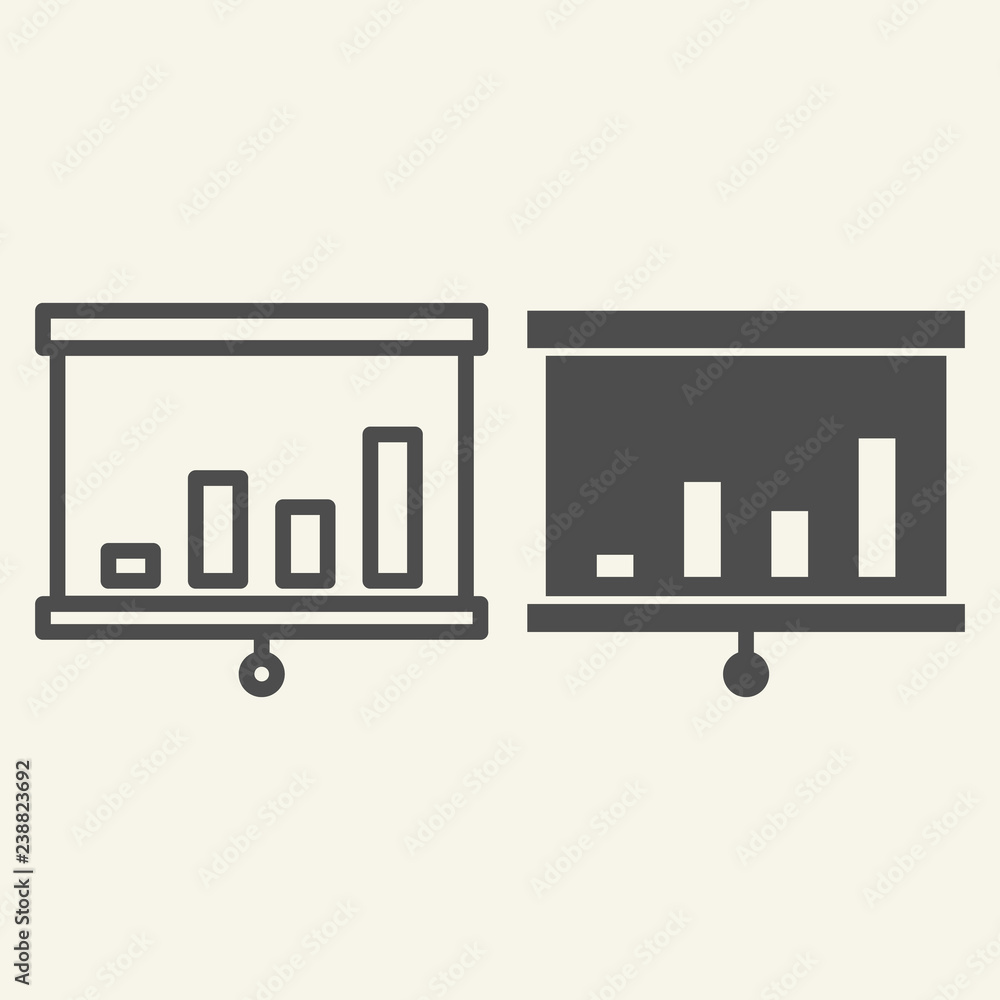 Poster presentation billboard line and glyph icon. board presentation vector illustration isolated on white
