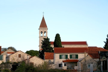 Fototapeta na wymiar Traditional Mediterranean architecture in small town Grohote on island Solta, Croatia.