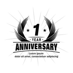 1 year design template. Anniversary vector and illustration template.