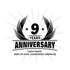 9 years design template. Anniversary vector and illustration template.