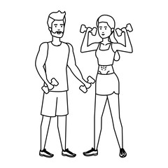 strong couple lifting weight