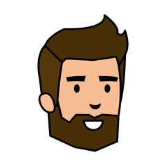 young man with beard head avatar character