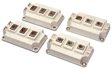 Powerful IGBT transistors isolated on white background