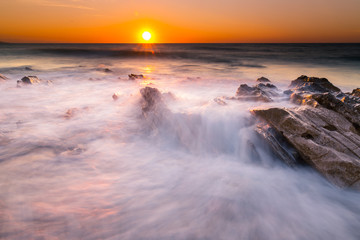 Sunset at the beach of Bidart, Basque Country.