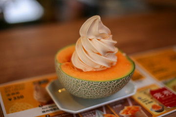 Hokkaido's famous melon ice cream
