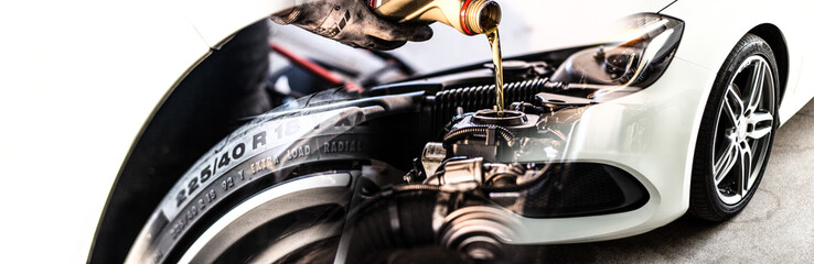 Fototapeta CAR COLLAGE // Mechanic - Tire - Engine Oil - Service // KFZ Service Grafik  obraz