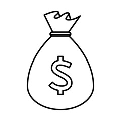 sack with coins dollars