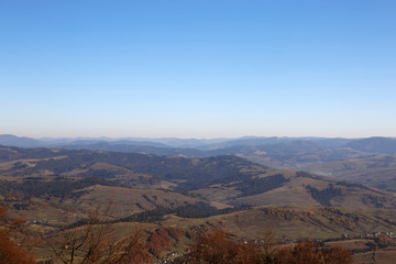 Beautiful mountain landscape with blue sky on sunny day