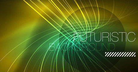 Neon glowing magic background, neon banner, night sky wallpaper. Magic light effect. Christmas abstract pattern.