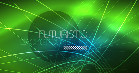 Neon glowing magic background, neon banner, night sky wallpaper. Magic light effect. Christmas abstract pattern. © antishock